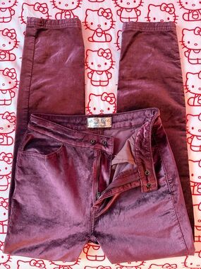 Free People Skinny Velvet Jeans in Deep Wine